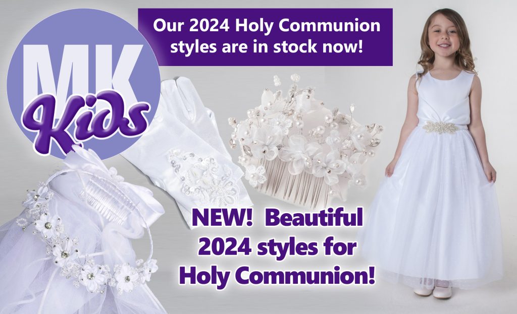 Our wide range of Communion dresses and accessories are now in stock at MK Kids in Milton Keynes